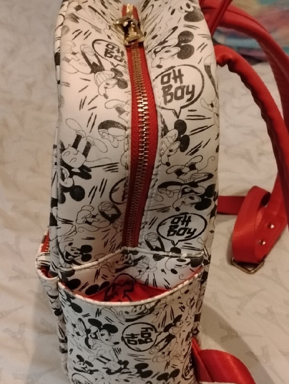 Disney Loungefly Black, Red & White Mickey "Oh Boy!" Print Mini Backpack GUC - Picture 8 of 10